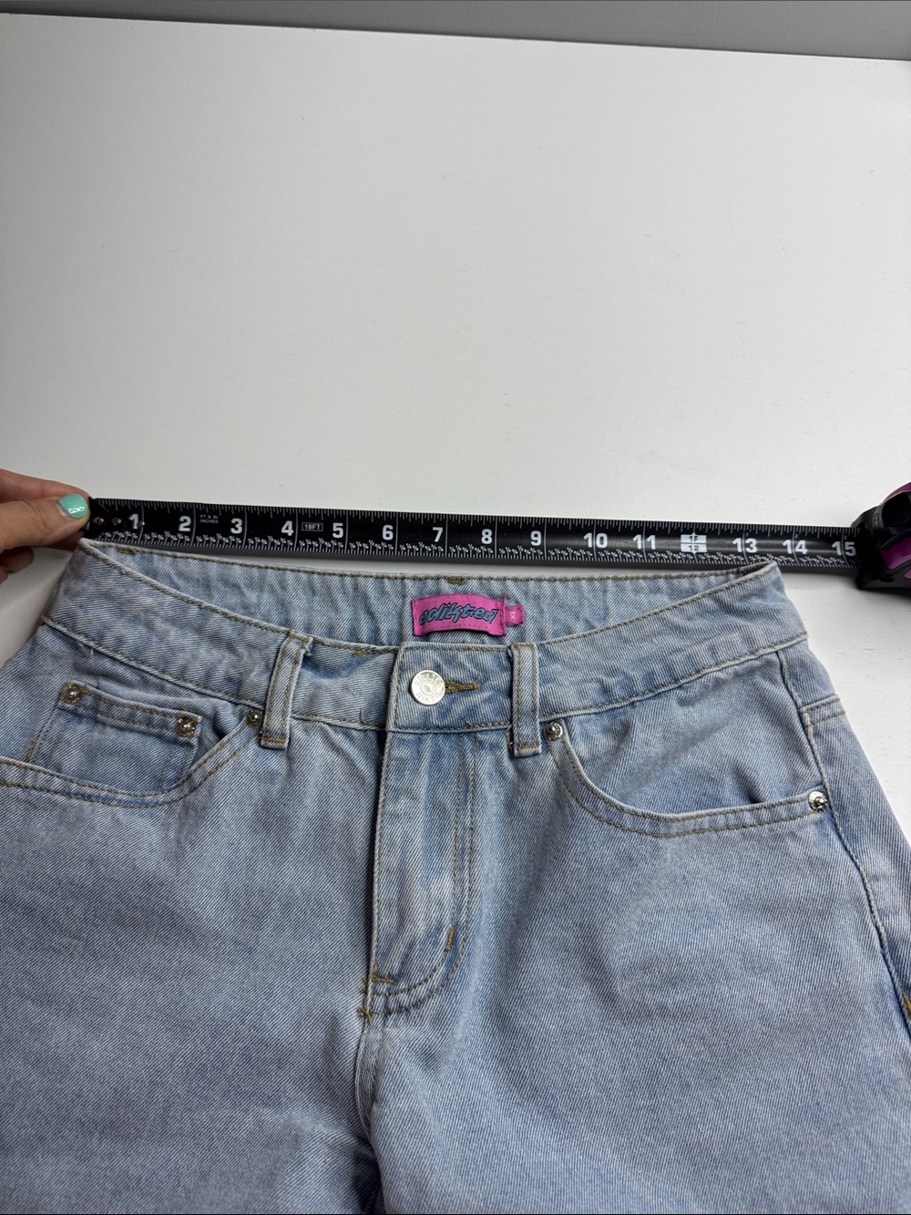 Edikted Light Wash Wide Leg Jeans | Y2K Baggy Denim | Size XS - Picture 6 of 11